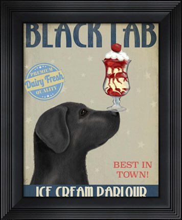 Framed Black Labrador Ice Cream Print
