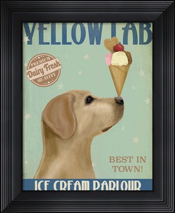 Framed Yellow Labrador Ice Cream Print