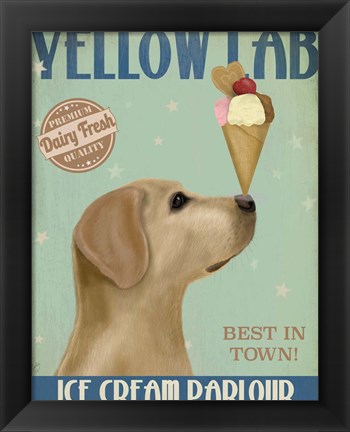 Framed Yellow Labrador Ice Cream Print