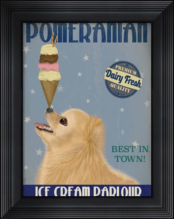 Framed Pomeranian Ice Cream Print