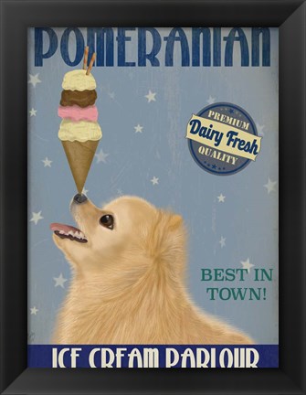 Framed Pomeranian Ice Cream Print