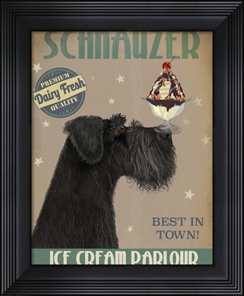Framed Schnauzer, Black, Ice Cream Print
