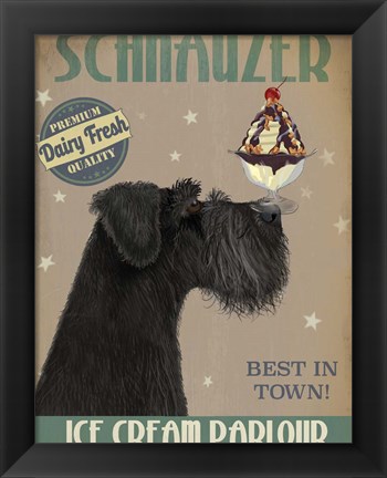 Framed Schnauzer, Black, Ice Cream Print