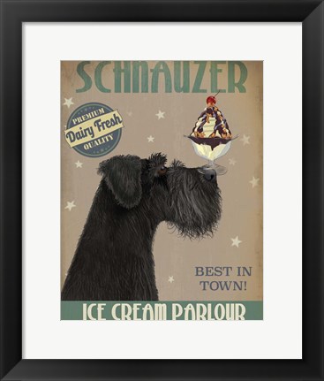 Framed Schnauzer, Black, Ice Cream Print