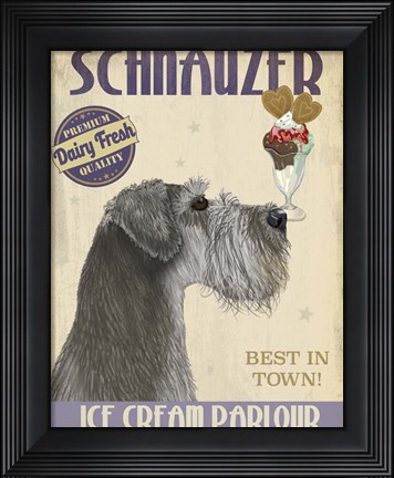 Framed Schnauzer, Grey, Ice Cream Print