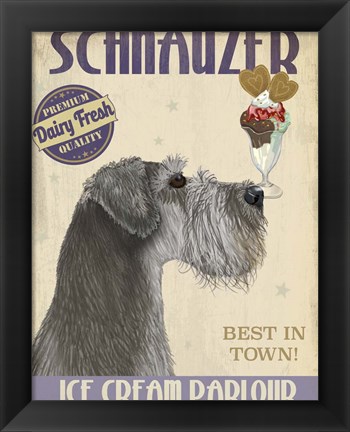 Framed Schnauzer, Grey, Ice Cream Print