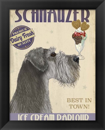 Framed Schnauzer, Grey, Ice Cream Print