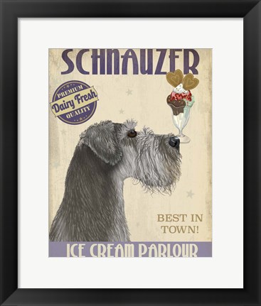 Framed Schnauzer, Grey, Ice Cream Print