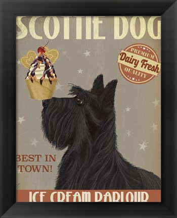 Framed Scottish Terrier Ice Cream Print