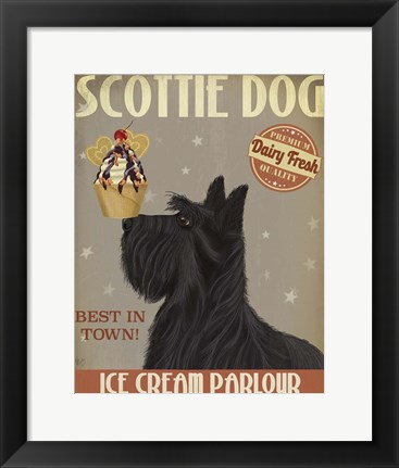 Framed Scottish Terrier Ice Cream Print