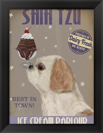 Framed Shih Tzu Ice Cream Print