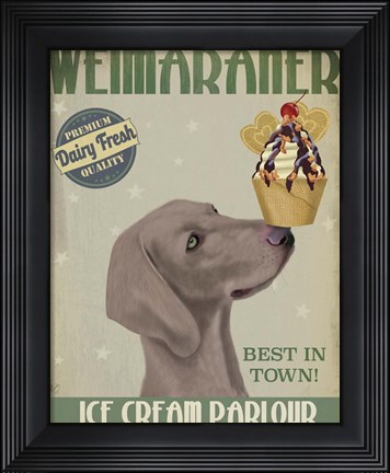 Framed Weimaraner Ice Cream Print