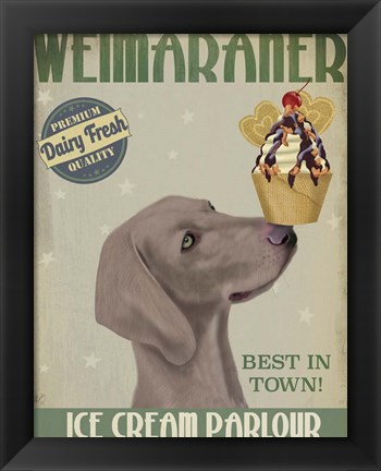 Framed Weimaraner Ice Cream Print