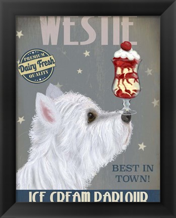 Framed Westie Ice Cream Print