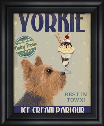 Framed Yorkshire Terrier Ice Cream Print