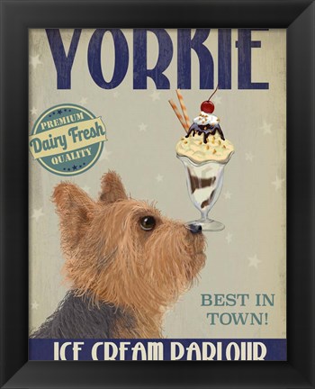 Framed Yorkshire Terrier Ice Cream Print