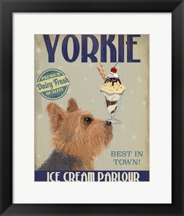 Framed Yorkshire Terrier Ice Cream Print