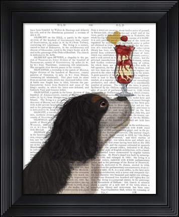 Framed Cavalier King Charles, Black White, Ice Cream Print