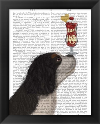 Framed Cavalier King Charles, Black White, Ice Cream Print