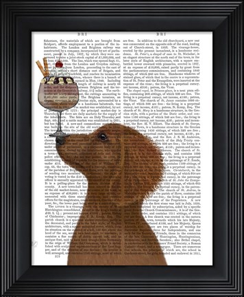Framed Dachshund, Gold, Ice Cream Print
