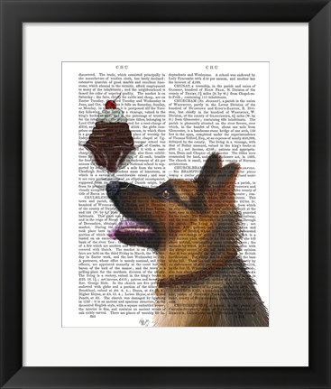 Framed German Shepherd Ice Cream Print