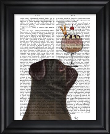 Framed Pug, Black, Ice Cream Print