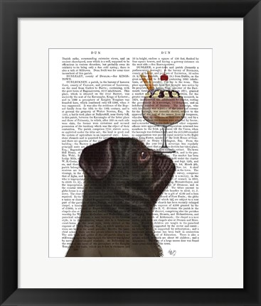Framed Pug, Black, Ice Cream Print