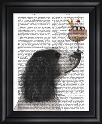 Framed Springer Spaniel, Black and White, Ice Cream Print