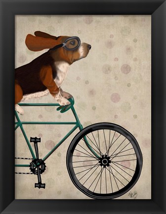 Framed Basset Hound on Bicycle Print