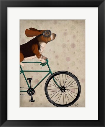 Framed Basset Hound on Bicycle Print