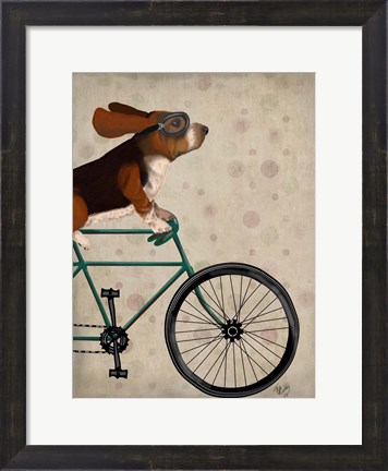 Framed Basset Hound on Bicycle Print