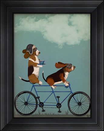 Framed Basset Hound Tandem Print