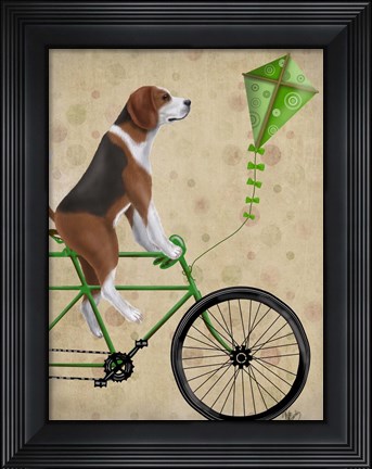 Framed Beagle on Bicycle Print