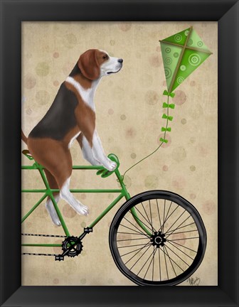 Framed Beagle on Bicycle Print