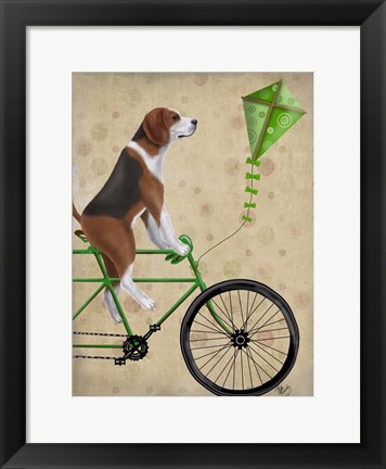 Framed Beagle on Bicycle Print