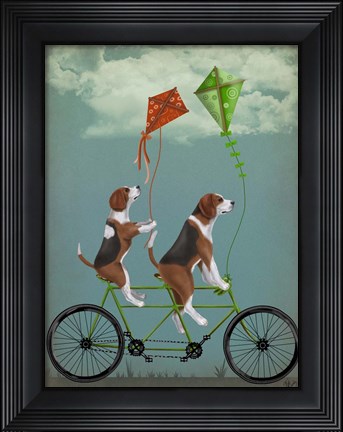 Framed Beagle Tandem Print