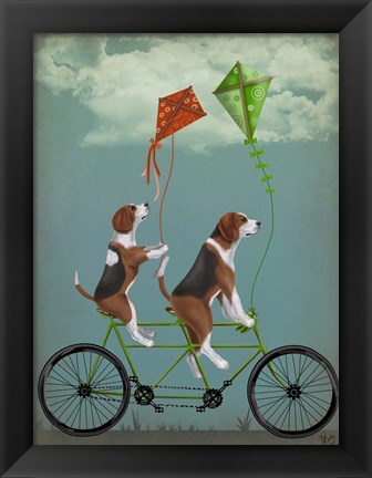 Framed Beagle Tandem Print