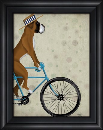 Framed Boxer on Bicycle Print