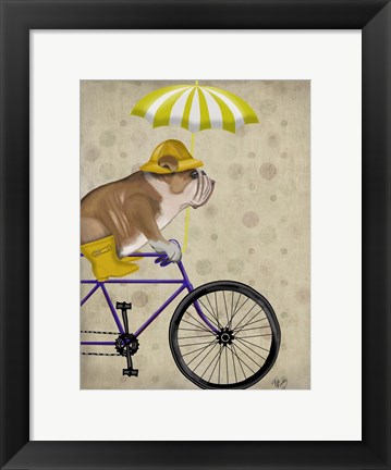 Framed English Bulldog on Bicycle Print