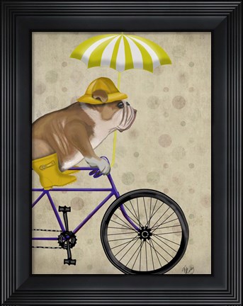 Framed English Bulldog on Bicycle Print