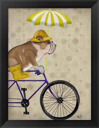 Framed English Bulldog on Bicycle Print