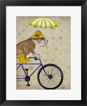 Framed English Bulldog on Bicycle Print