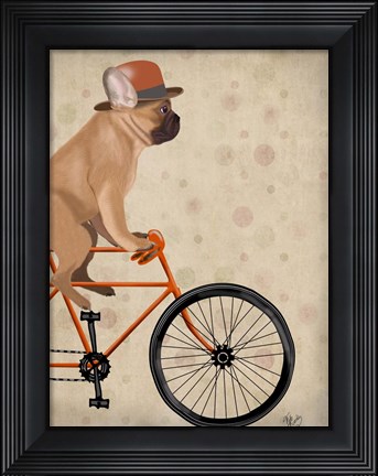 Framed French Bulldog on Bicycle Print