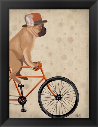 Framed French Bulldog on Bicycle Print