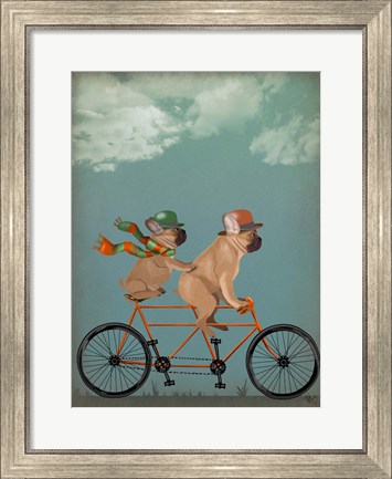 Framed French Bulldog Tandem Print