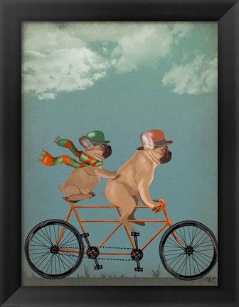 Framed French Bulldog Tandem Print