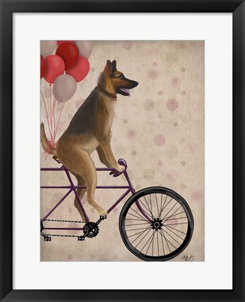 Framed German Shepherd on Bicycle Print