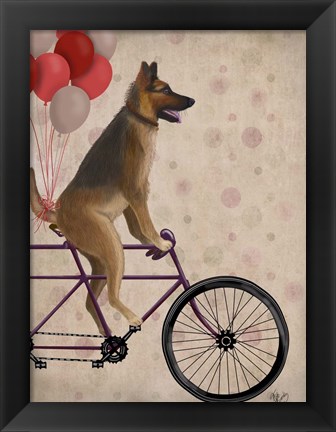 Framed German Shepherd on Bicycle Print