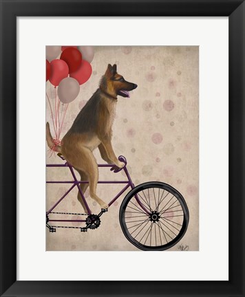 Framed German Shepherd on Bicycle Print