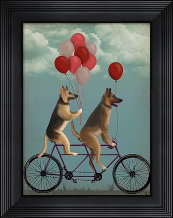 Framed German Shepherd Tandem Print